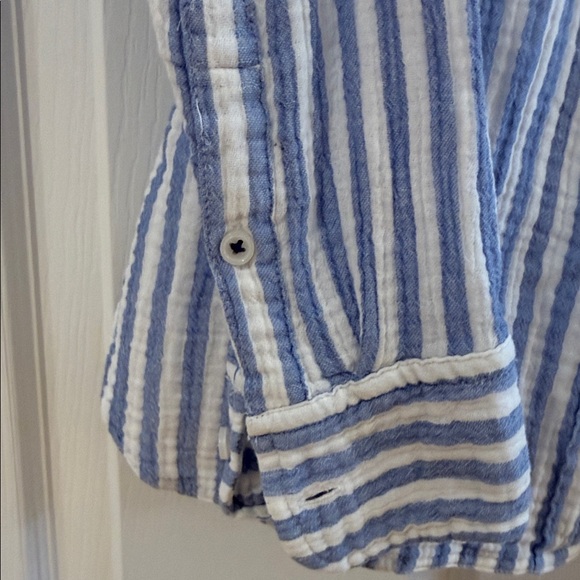 J. Crew Blue and White Striped ladies Shirt - Picture 4 of 7